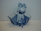 Delft Blue hand painted double vase made in Germany 9.5” tall