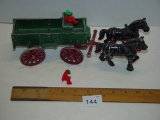Horse drawn wagon toy die-cast marked 408 Made in USA 11” long