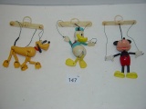 Disney marrionettes- Mickey Mouse, Daffy Duck and Pluto 4.5” tall