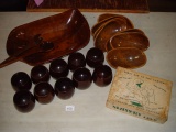Wooden salad bowl set, wooden cups and Slippery Duck meat carving aid