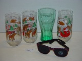Coa-Cola collector glassware with sunglasses