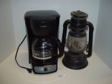 Mr Coffee coffee maker and oil lantern
