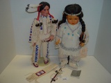Danbury Mint porcelain Indian dolls 17” tall