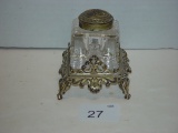 Perfume bottle on metal stand 3” tall