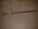 Walking stick brass ??? top with jewel 37” long 2 pics