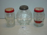 Lucky Joe banks and other clock faced glassware