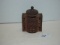 Cast iron coin fireplace bank 3.5” tall 2 pics