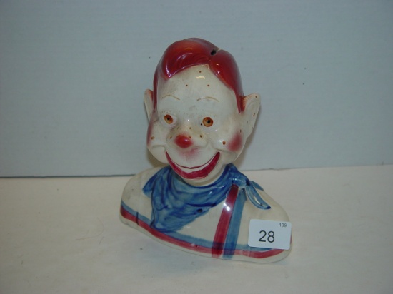 Howdy Doody glazed ceramic coin bank 8” tall 2 pics