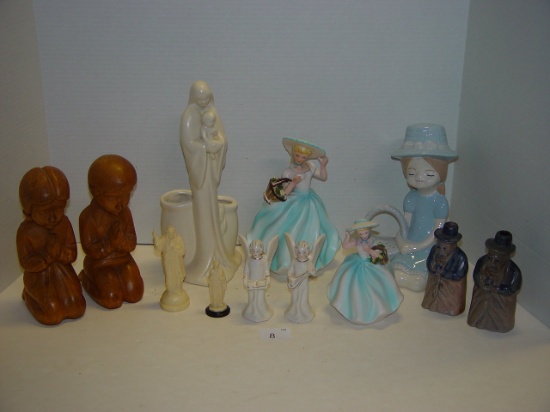 Figurine lot- Haeger, Napco, hand carved wood and other tallest 11” 3 pics