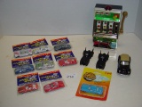 Fun toy lot- battery operated slot machine, Ertl Batmobile, Speed Wheels cars, other. Untested as-is