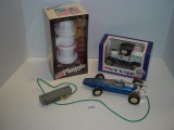 Ertl die-cast stamp dispenser 1918 Mail truck, styrofoam fire hydrant bank and remote control car