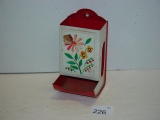 Tin matchstick holder 6” tall