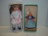 Dovina sleepy eyed composite and Clara porcelain jointed dolls tallest 11”