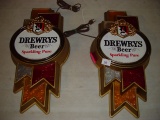 Pair of working Drewry’s beer lighted advertising signs 22” tall