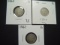 Three Different Good 3c Nickels: 1865, 1866, 1867
