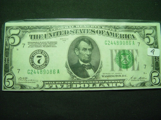 1928-A $5 Federal Reserve Note   VF