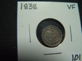 1838 Seated Half Dime   VF