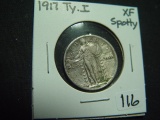 1917 Ty. 1 Standing Liberty Quarter   Spotty XF