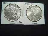 Pair of AU/Unc. Lightly Cleaned Morgan Dollars: 1881-O & 1890-S