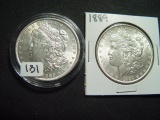 Pair of 1889 AU/Unc. Lightly Cleaned Morgan Dollars