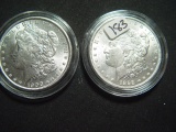 Pair of AU/Unc. Lightly Cleaned Morgan Dollars: 1898 & 1900