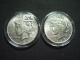 Pair of Lightly Cleaned AU Peace Dollars: 1934 & 1935