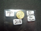 Rare 1851-C $1 Gold  Ex-jewelry   AU Details, Cleaned and missing reeding