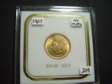 1907 No Motto $10 Indian Gold   AU++