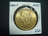 1906-S $20 Liberty Gold   AU++