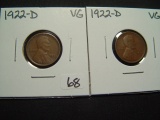Two 1922-D Lincoln Cents   VG