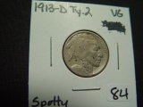 1913-D Ty. 2 Buffalo Nickel   Spotty VG