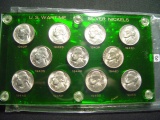 Eleven Coin BU Set of Silver War Nickels