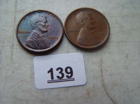 (2) 1909 V D B Lincoln Cents