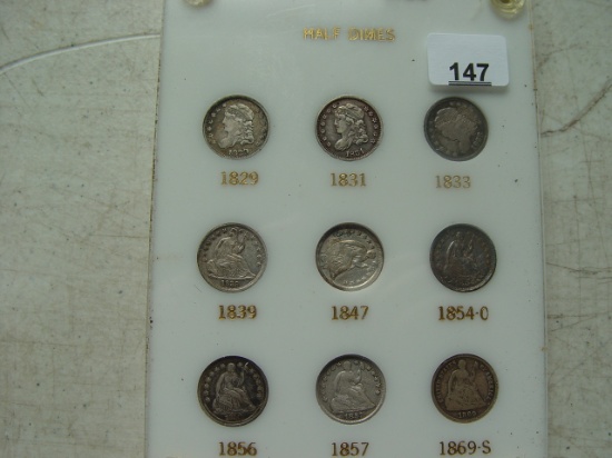 U S Half Dime Set 1829, 1831, 1833