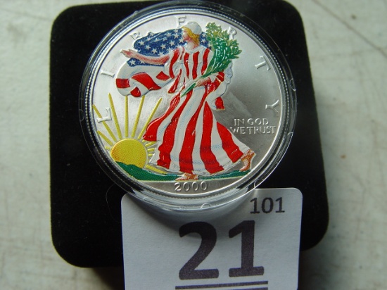2000 Colorized Silver Eagle With Case