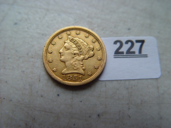 1851 Coronet Head $ 2.5 Gold Piece