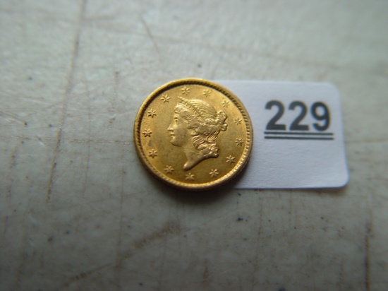 1853 Cornet Head $ 1 Gold Piece