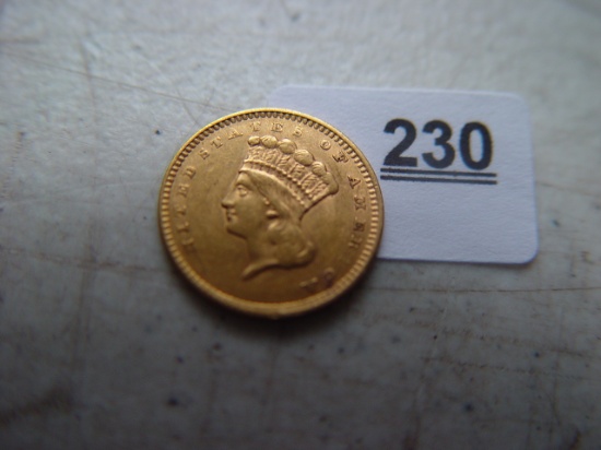 1856 Cornet Head $ 1 Gold Piece