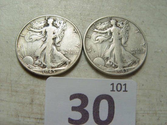 1943-S & 1945-S Walking Liberty Halves