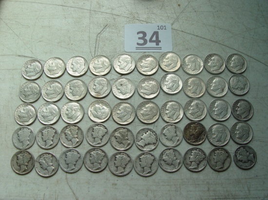 Dimes $ 5.00 In Face, All 90% Silver, No Keys