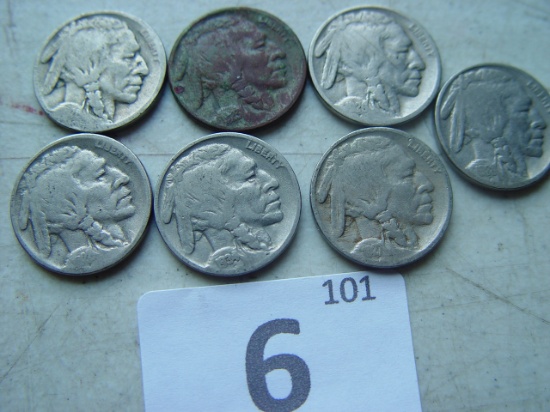 Buffalo Nickels, 28-S, 28, 26, 27, 28, 34 &