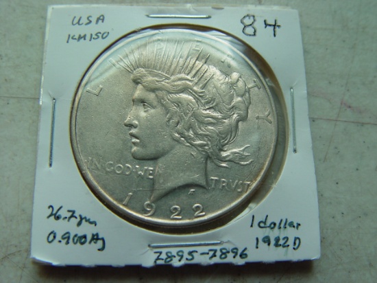 1922-D Silver Peace Dollar