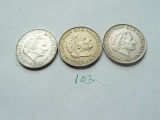 Netherlands (3) Silver 1 Gulden 1954