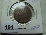 1868 Two Cent Piece, Some Corrosion