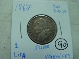 Vatican 1867 Silver 1 Lire