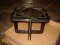 Black Lacquer end table approx 24” square W/Beveled Glass Mirror Top