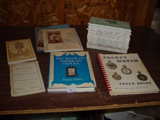 Pocket watch and clock reference books – with leather top foot stool  2pics