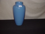 12” H Blue Glazed Zanesville Stoneware Vase Unsigned