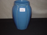 8 1/2” H Blue Glazed Zanesville Stoneware Vase Unsigned