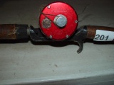 Casting Rod W/Ambarradeur reel  Metal Rod W/Shakespeare 1920 Wondereel 2 pics